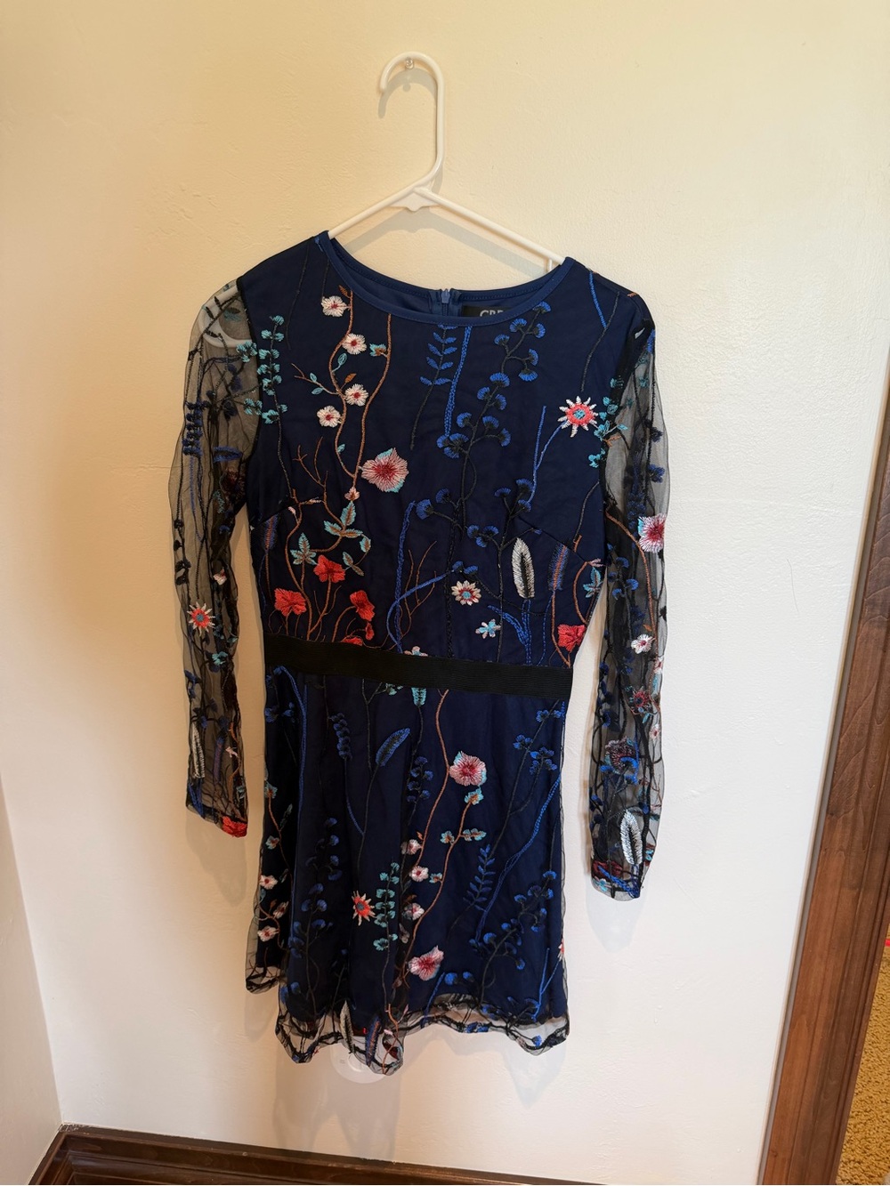 CBR Navy Blue Floral Embroidered Top
